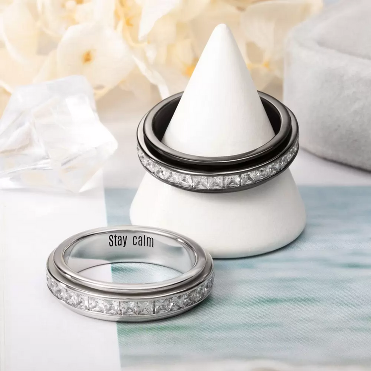 Brass anxiety fidget ring with rotating band