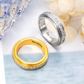 Custom crystal spinner ring in brass