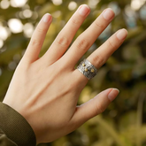 Sterling silver meditation spinner ring for women
