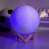 Personalized 3D football LED night light
Custom football lamp with remote control
Acrylic football night light with wooden base
Football themed bedroom decor lamp
Personalized sports LED table lamp close up
