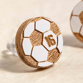 Personalized soccer number stud earrings
Engraved wood soccer earrings for sports lovers
Lightweight soccer mom earrings close up
Custom sports jewelry gift for soccer players
Wooden soccer stud earrings handmade design