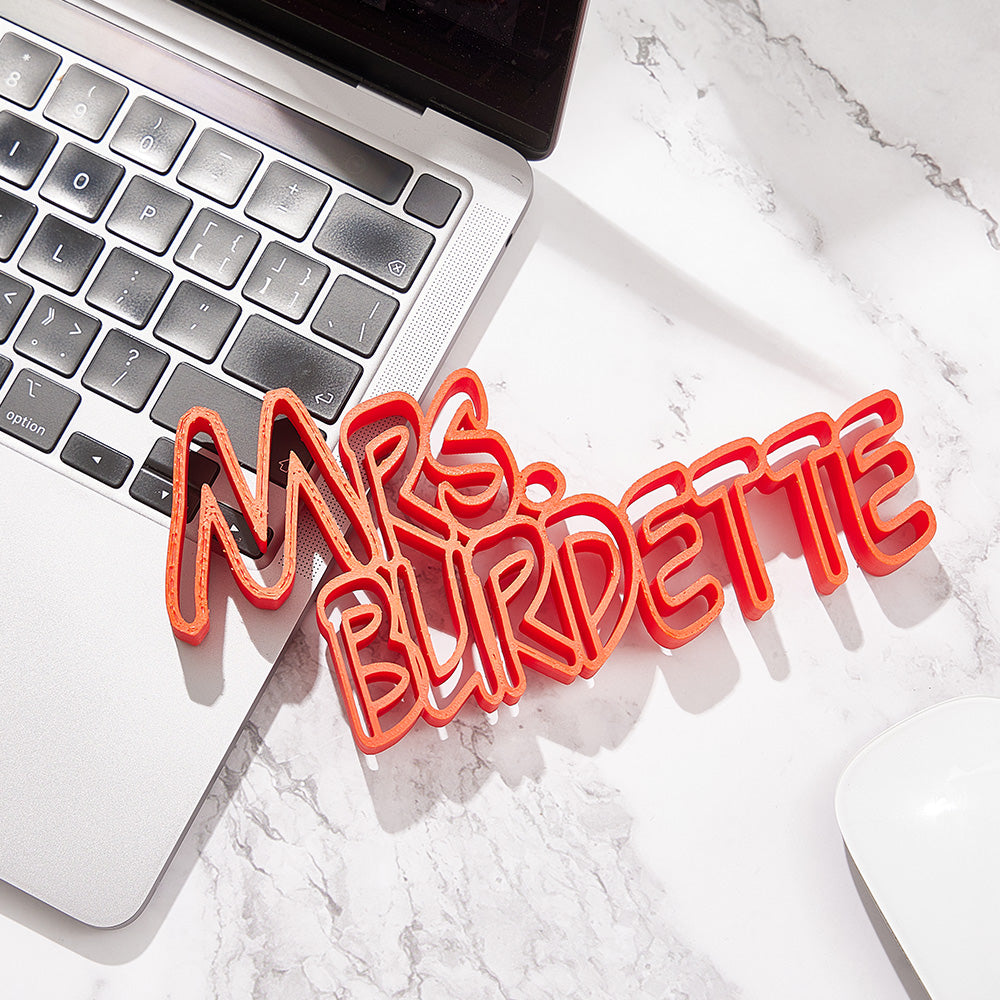 Personalized acrylic name plate with custom name for office workspace