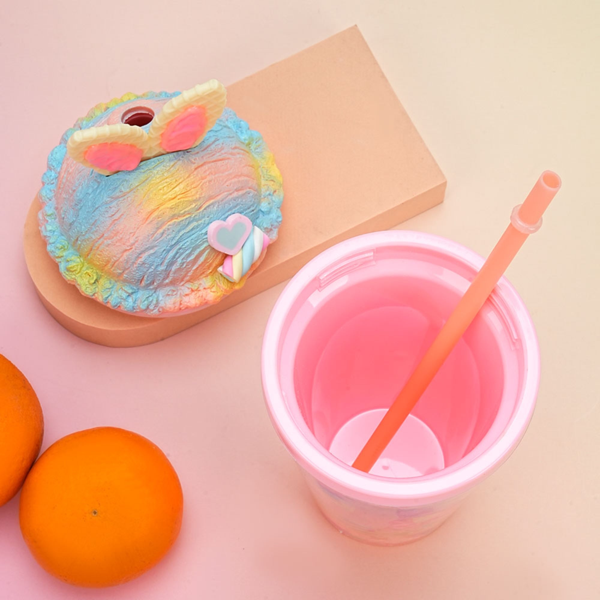 Personalized Name Waffle Rabbit Ice Cream Cup, Cute Bunny Leak-Proof 15oz Water Bottle with Straw, Easter/Birthday/Christmas Gift for Kids/Boys/Girls