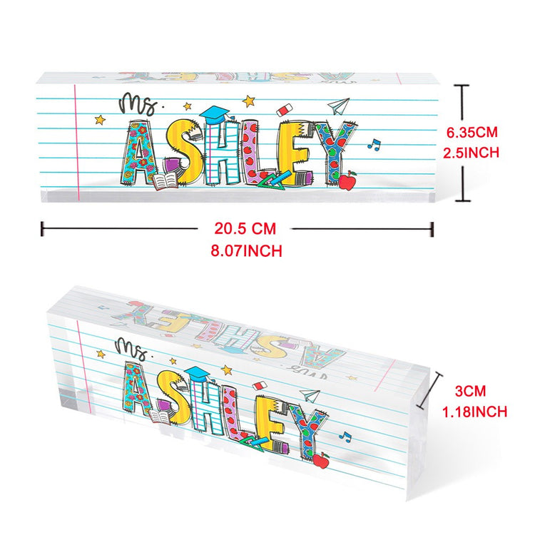 Personalized educator nameplate for classroom des