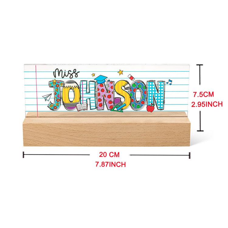 Cute apple pencil teacher desk accessory close up