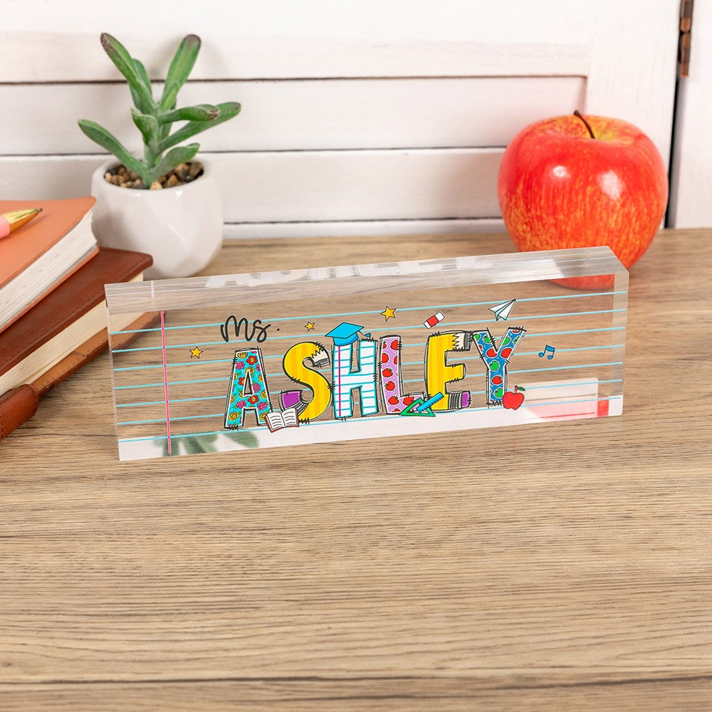 Personalized classroom desk nameplate for educators