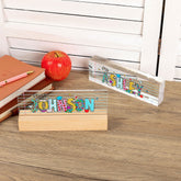 Personalized acrylic teacher name plate with apple pencil design