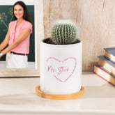 Custom name flower pot for teachers with drainage hole