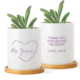 Teacher thank you gift custom ceramic plant pot