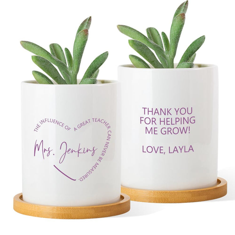 Teacher thank you gift custom ceramic plant pot