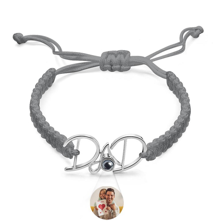 Braided bracelet with hidden photo projection